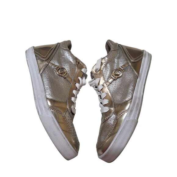 GUESS High Top Gerree Sneakers Shoes Gold Logo Lace Up Women's 7.5 S2 - Picture 3 of 11